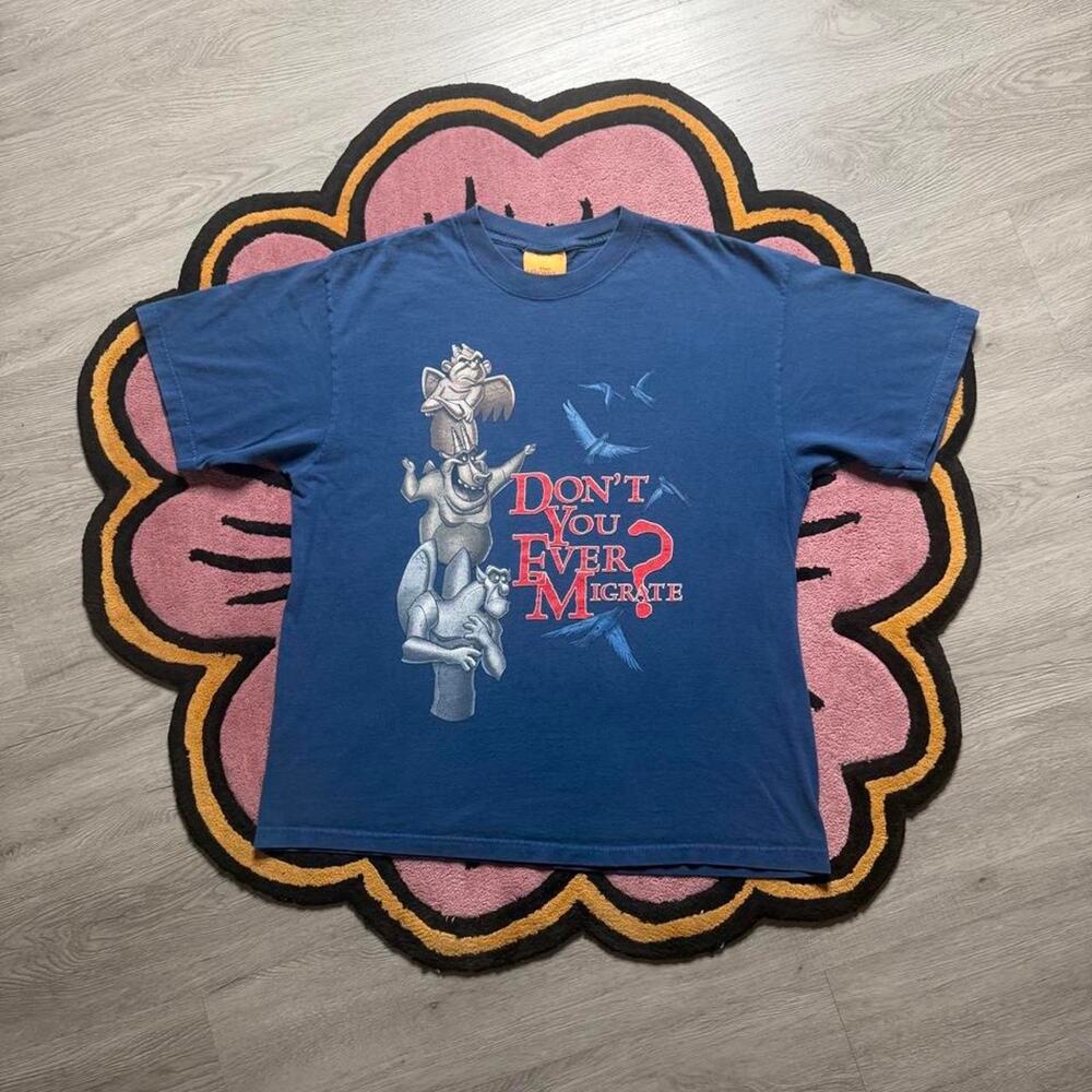 Vintage 90's Disneys Hunchback of Notre Dame Graphic Logo T-shirt Large Blue